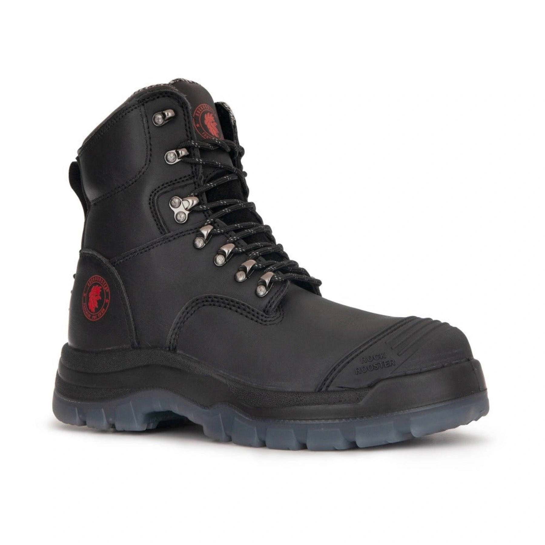 ROCKROOSTER Kensington: Schwarze, robuste Leder-Arbeitsstiefel mit Stahlkappe & Reißverschluss – dein bester Freund auf der Baustelle