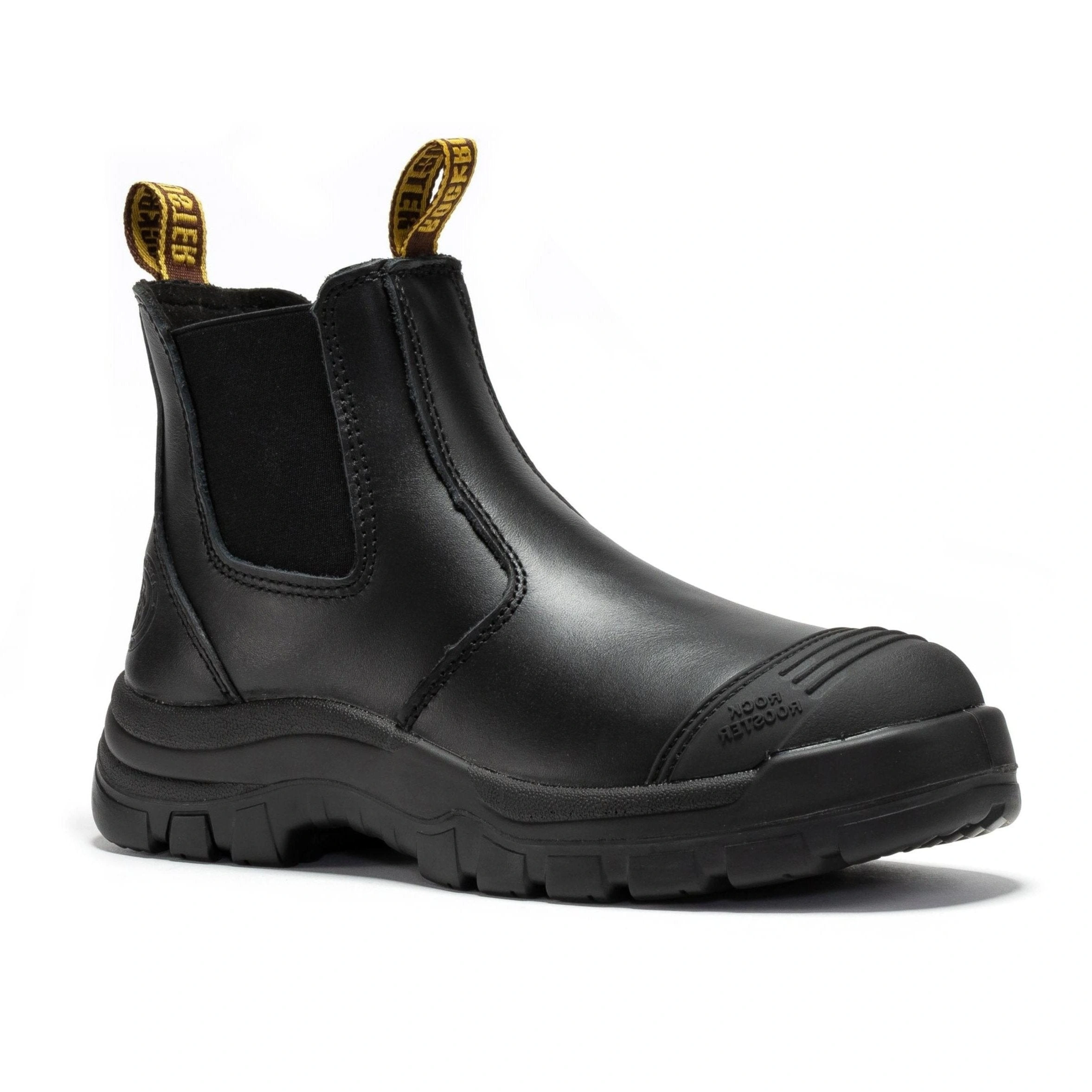 ROCKROOSTER Bakken: Schwarze Leder-Arbeitsstiefel, 6 Zoll, Anziehen. Unzerstörbar, bequem, deutsch Qualität, dein bester Freund am Bau!